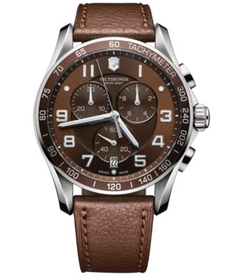 Victorinox Swiss Army - Men's Chronograph Classic XLS Brown Leather Strap Watch 45mm 241653