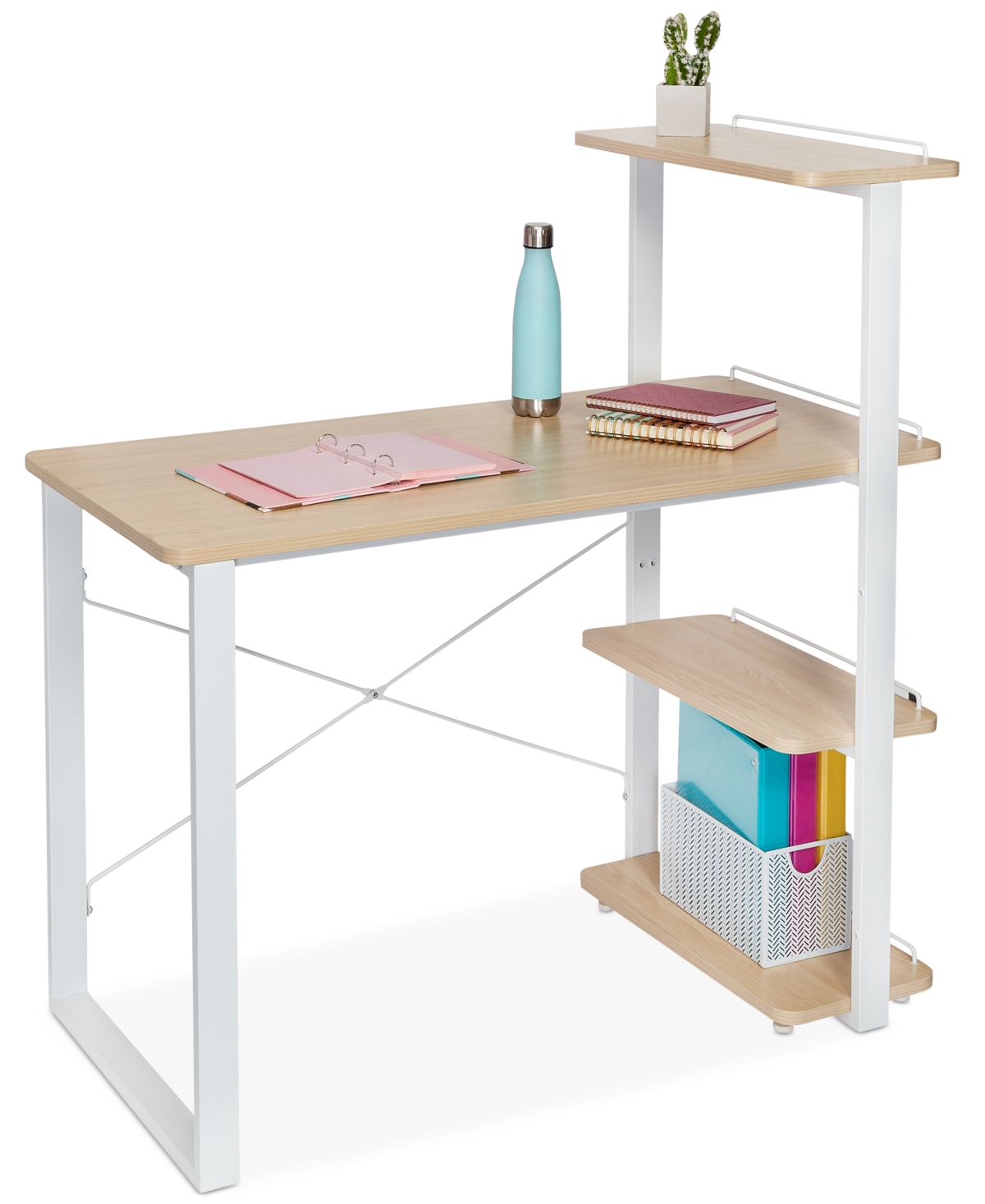 Honey Can Do Home Office Computer Desk With Shelves In White