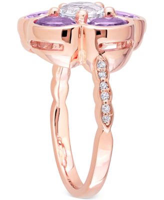 Amethyst (2 ct. t.w.) & White Topaz (1 ct. t.w.) Flower Ring in Rose Gold-Plated Sterling Silver