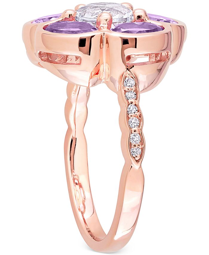Macy's - Amethyst (2 ct. t.w.) & White Topaz (1 ct. t.w.) Flower Ring in Rose Gold-Plated Sterling Silver