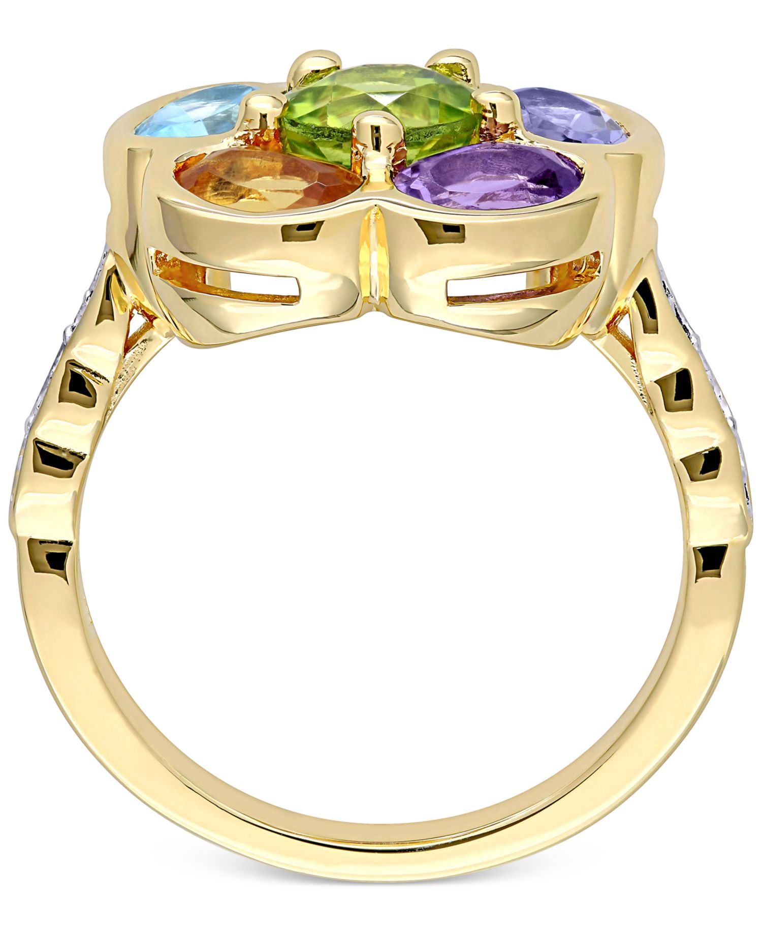 Multi-Gemstone (3-3/8 ct. t.w.) & Diamond (1/20 ct. t.w.) Ring in Gold-Plated Sterling Silver