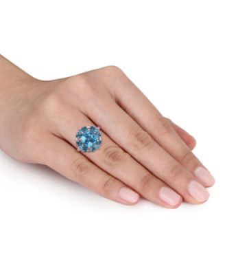 Blue Topaz Halo Ring (4-1/10 ct. t.w.) in Sterling Silver
