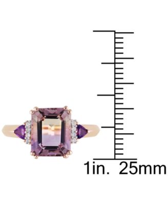 Ametrine (3-1/4 ct. t.w.), Amethyst (1/5 ct. t.w.) & Diamond (1/20 ct. t.w.) Statement Ring in Rose Gold-Plated Sterling Silver