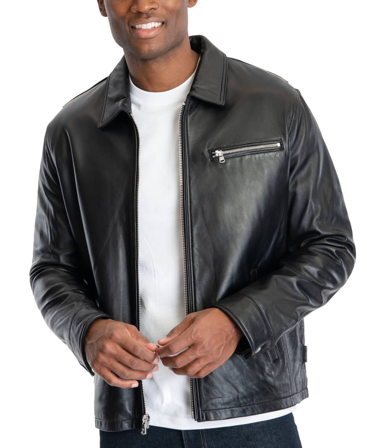 Michael Michael Kors Men's James Dean Leather Jacket, Created for Macy's
