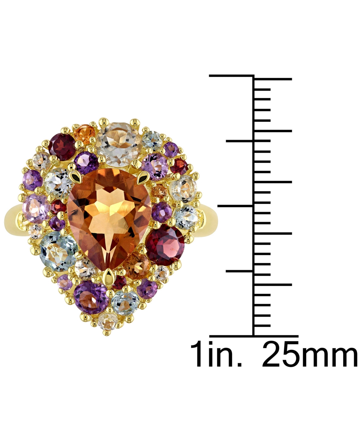 Gemstone(4-3/4 ct. t.w.) & Diamond Accent Teardrop Cluster Ring in 18k Gold-Plated Sterling Silver - Multi