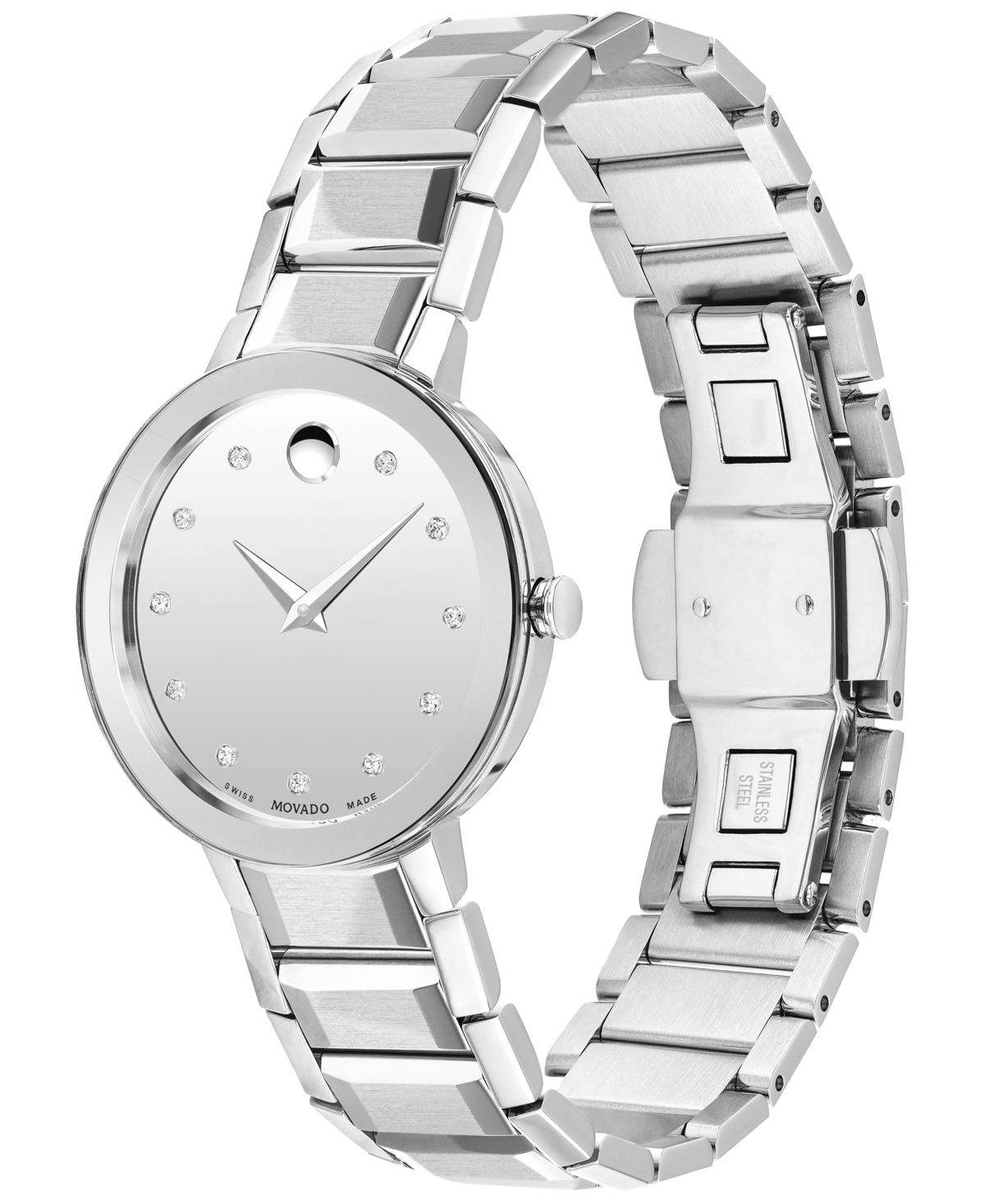 Shop Movado Sapphire Women's Swiss Diamond (1/20 Ct. T.w.) Silver-tone Bracelet Watch 28mm