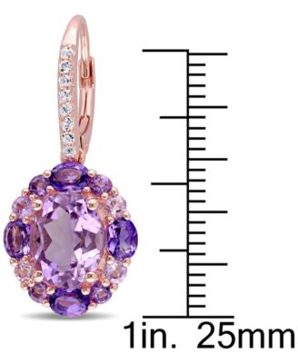 Amethyst (5-1/3 ct. t.w.) & White Topaz (1/6 ct. t.w.) Cluster Leverback Drop Earrings