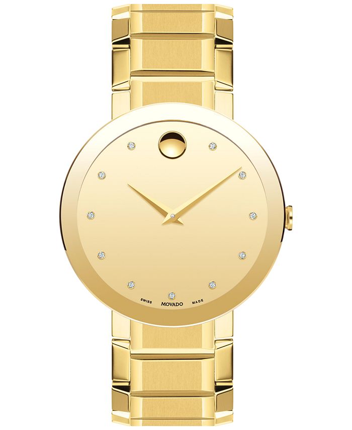 Movado Men s Men s Swiss Sapphire Diamond 1 20 ct. t.w. Gold