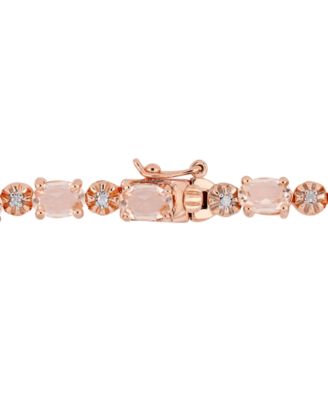 Simulated Morganite (9 ct. t.w.) & Diamond Accent Link Bracelet in 18k Rose Gold-Plated Sterling Silver