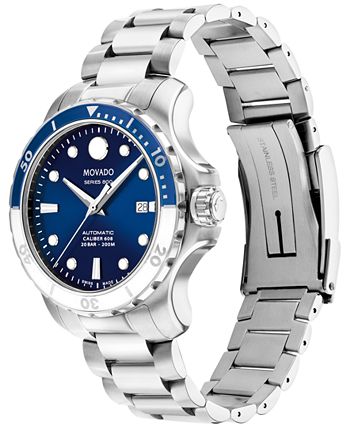 Movado - Series 800 Men's Swiss Automatic Silver-Tone Stainless Steel Bracelet Watch 42mm