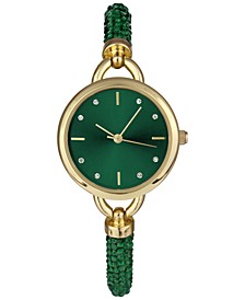 Women's Gold-Tone & Green Crystal Slider Bracelet Watch 28mm, Created for Macy's