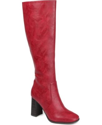 red wide calf boots