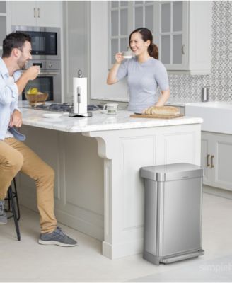 45 Liter Rectangular Liner Rim Steel Kitchen Trash Can with Liner Pocket