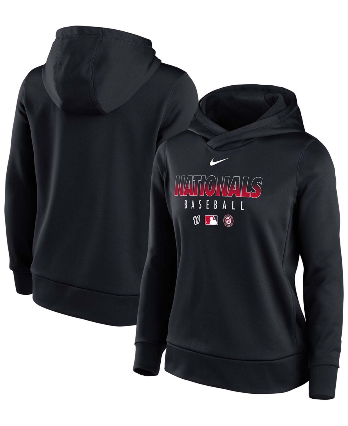 Women's Navy Washington Nationals Authentic Collection Performance Pullover Hoodie