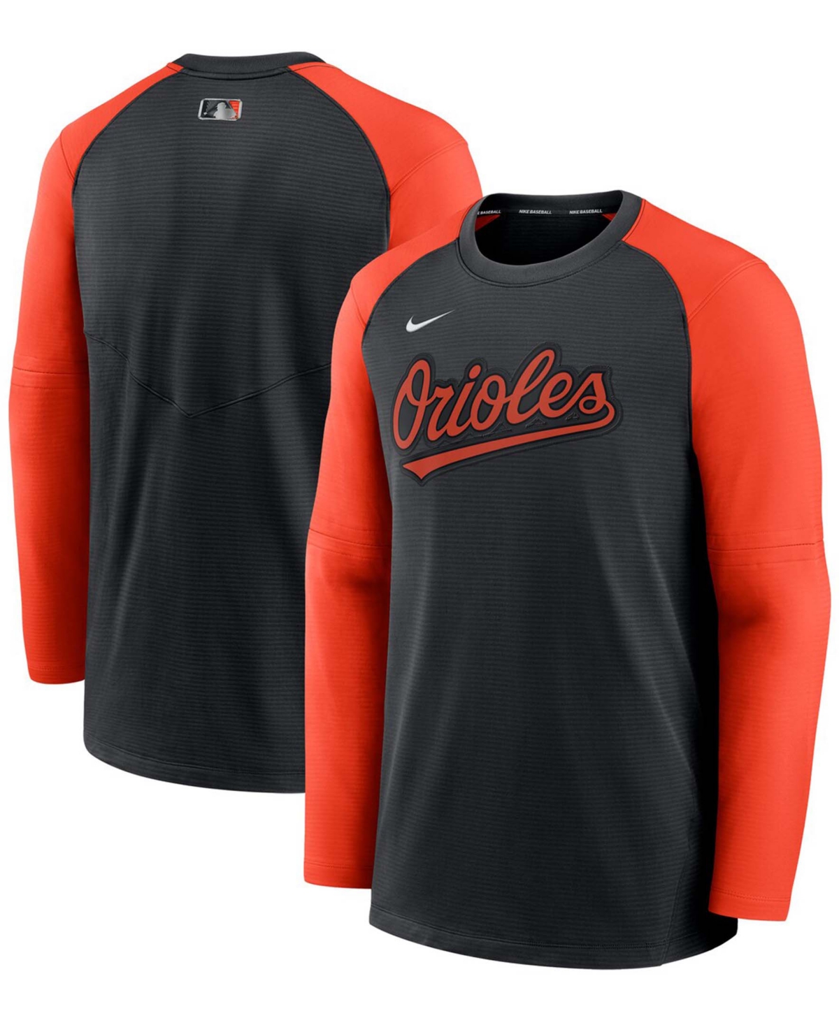 Men's Black, Orange Baltimore Orioles Authentic Collection Pregame Performance Raglan Pullover Sweatshirt