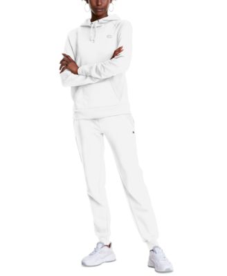 all white polo sweat suit
