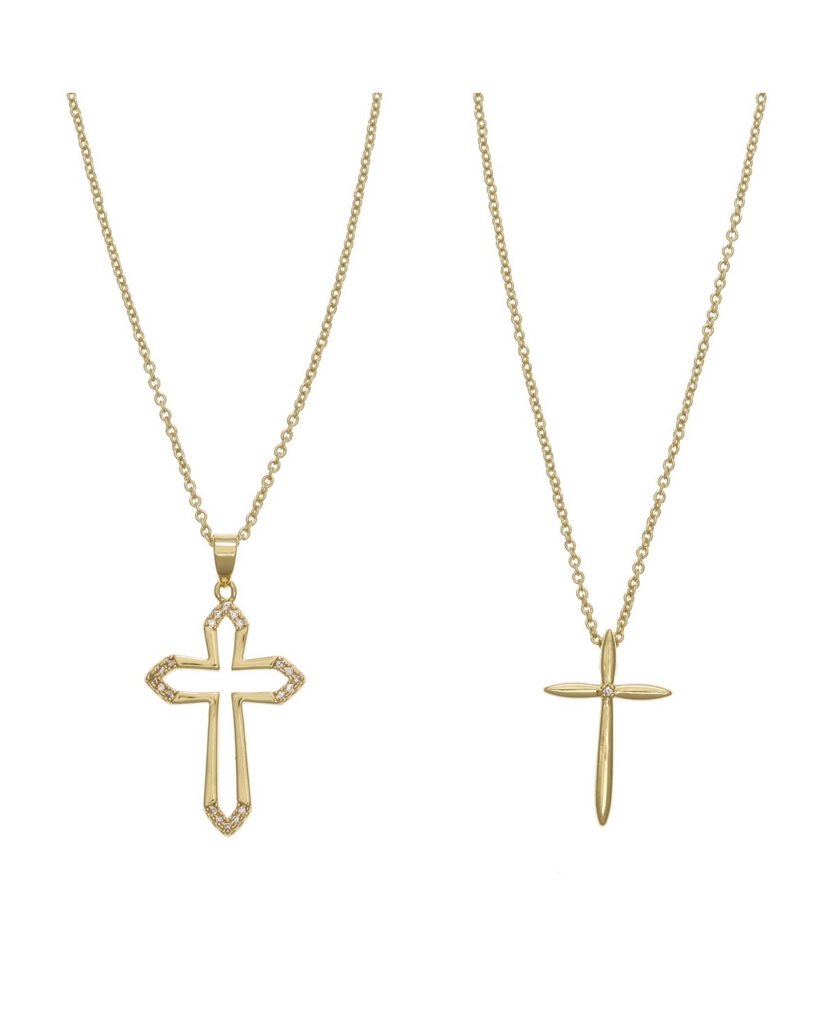 Fao Schwarz Women's Cross Pendant with Crystal Stones Necklace Set, 2 Piece