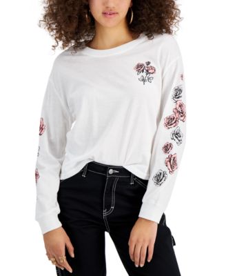 Rebellious One - Juniors' Rose Graphic-Print T-Shirt