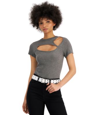 LNA - Cotton Asymmetrical-Cutout T-Shirt