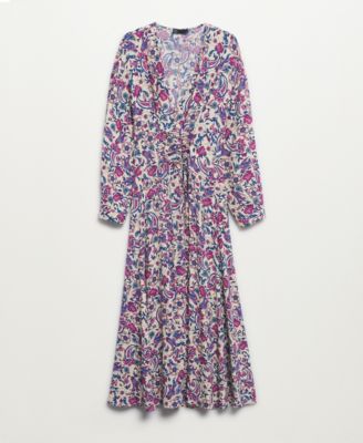 green emerald velvet dress Gauze Ditsy Floral Print Tier Dress main image 0