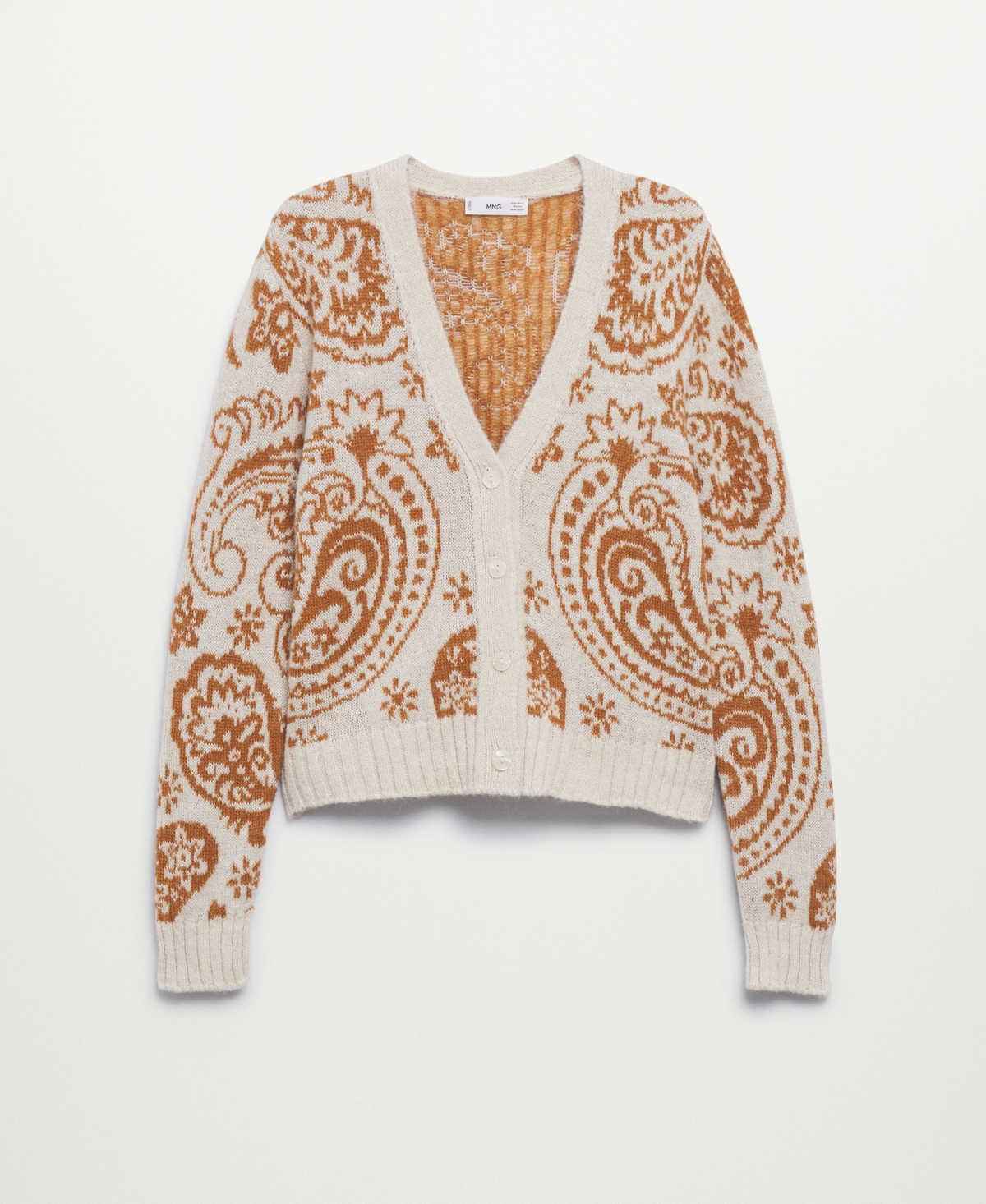Mango Women's Paisley Print Cardigan In Ecru ModeSens