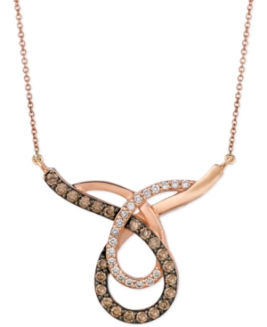 image of Le Vian Chocolate (3/4 ct. t.w.) and White (1/4 ct. t.w.) Loop Pendant Necklace in 14k Rose Gold