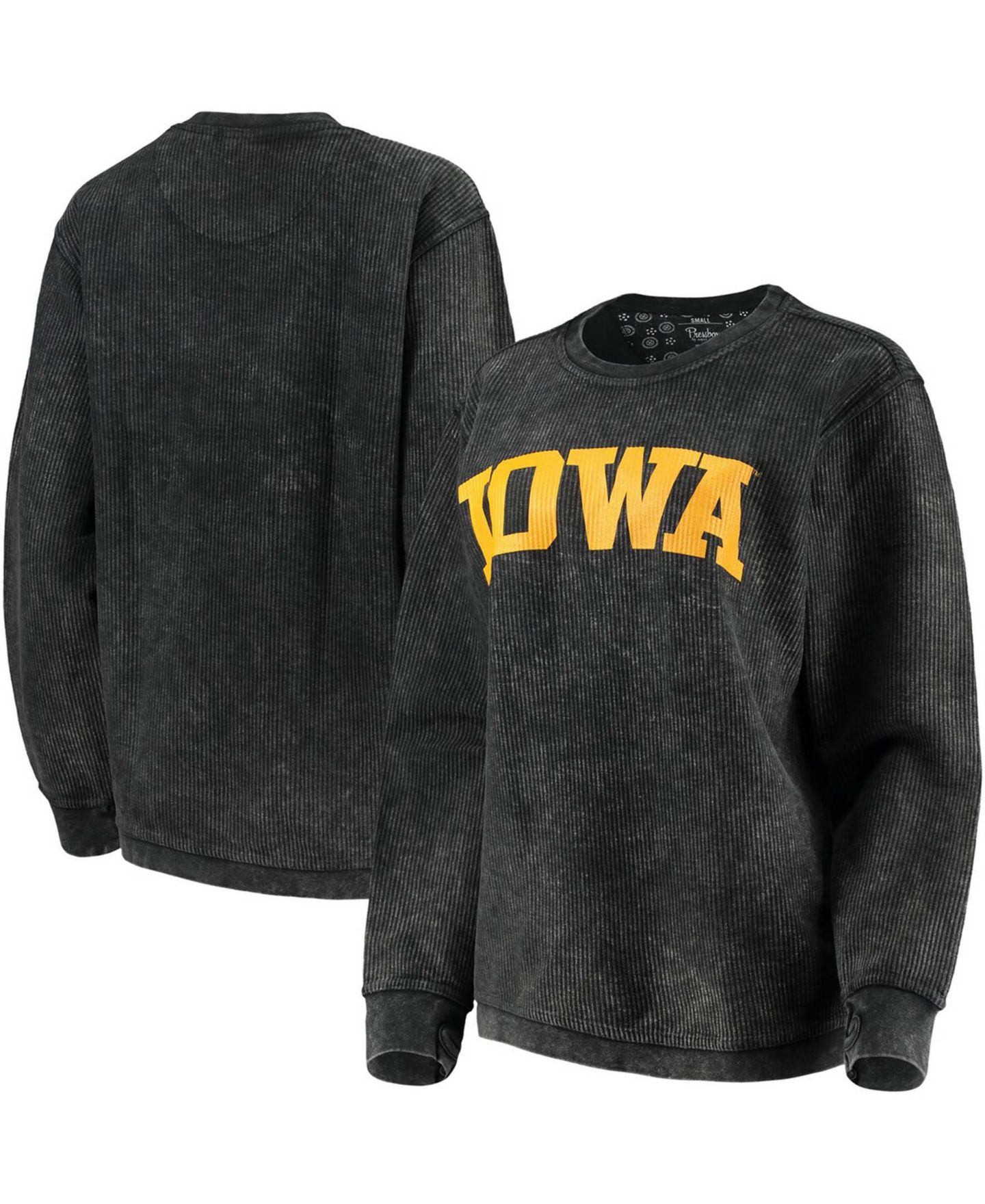 Женская толстовка Pressbox Black Iowa Hawkeyes Comfy Cord Vintage-Like Wash Basic Arch Pullover — фото 1