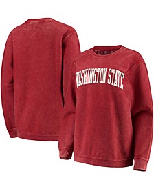 Women's Crimson Washington State Cougars Comfy Cord Vintage-Like Wash Basic Arch Pullover Sweatshirt