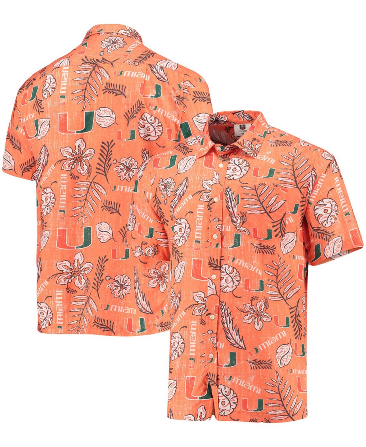 Men's Orange Miami Hurricanes Vintage-Like Floral Button-Up Shirt - Orange