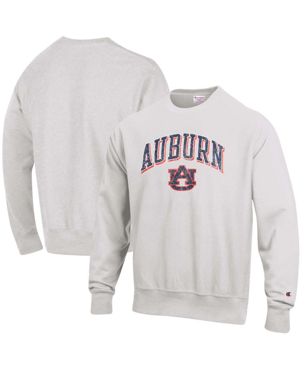 Men's Gray Auburn Tigers Arch Over Logo Reverse Weave Pullover Sweatshirt