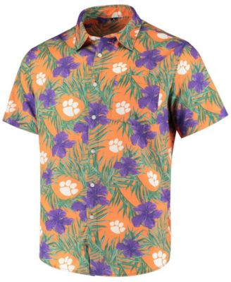 Men's Orange Clemson Tigers Floral Button-Up Shirt