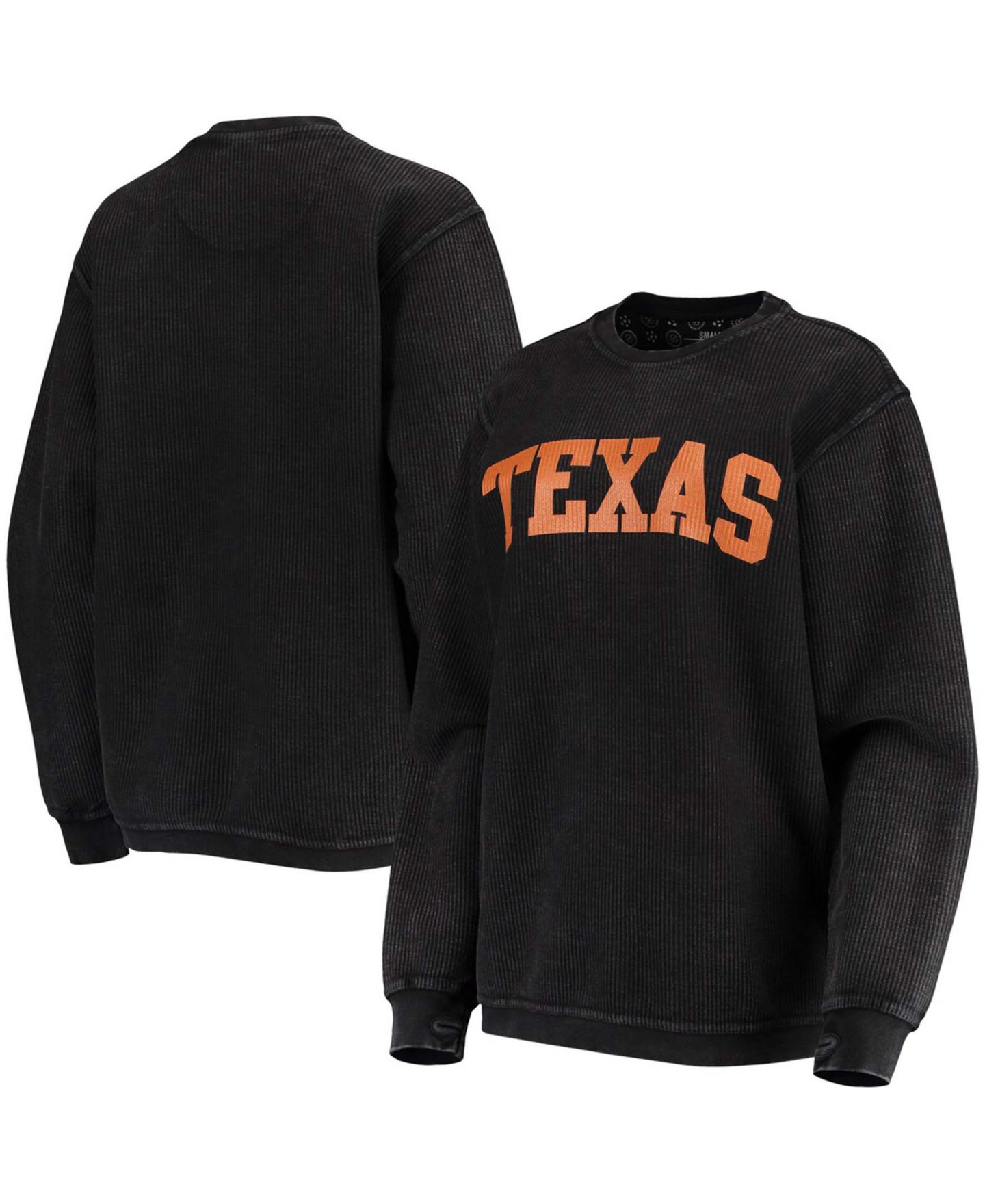 Женская толстовка Pressbox Black Texas Longhorns Comfy Cord Vintage-Like Wash Basic Arch Pullover — фото 1