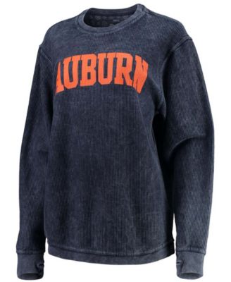 Women's Navy Auburn Tigers Comfy Cord Vintage-Like Wash Basic Arch Pullover Sweatshirt