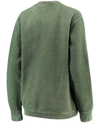 Women's Green Miami Hurricanes Comfy Cord Vintage-Like Wash Basic Arch Pullover Sweatshirt