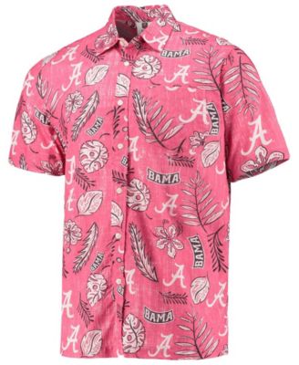 Wes & Willy Men's Crimson Alabama Crimson Tide Vintage-Like Floral Button-Up Shirt