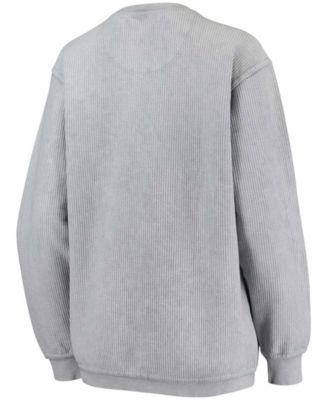 Women's Gray Michigan State Spartans Comfy Cord Vintage-Like Wash Basic Arch Pullover Sweatshirt