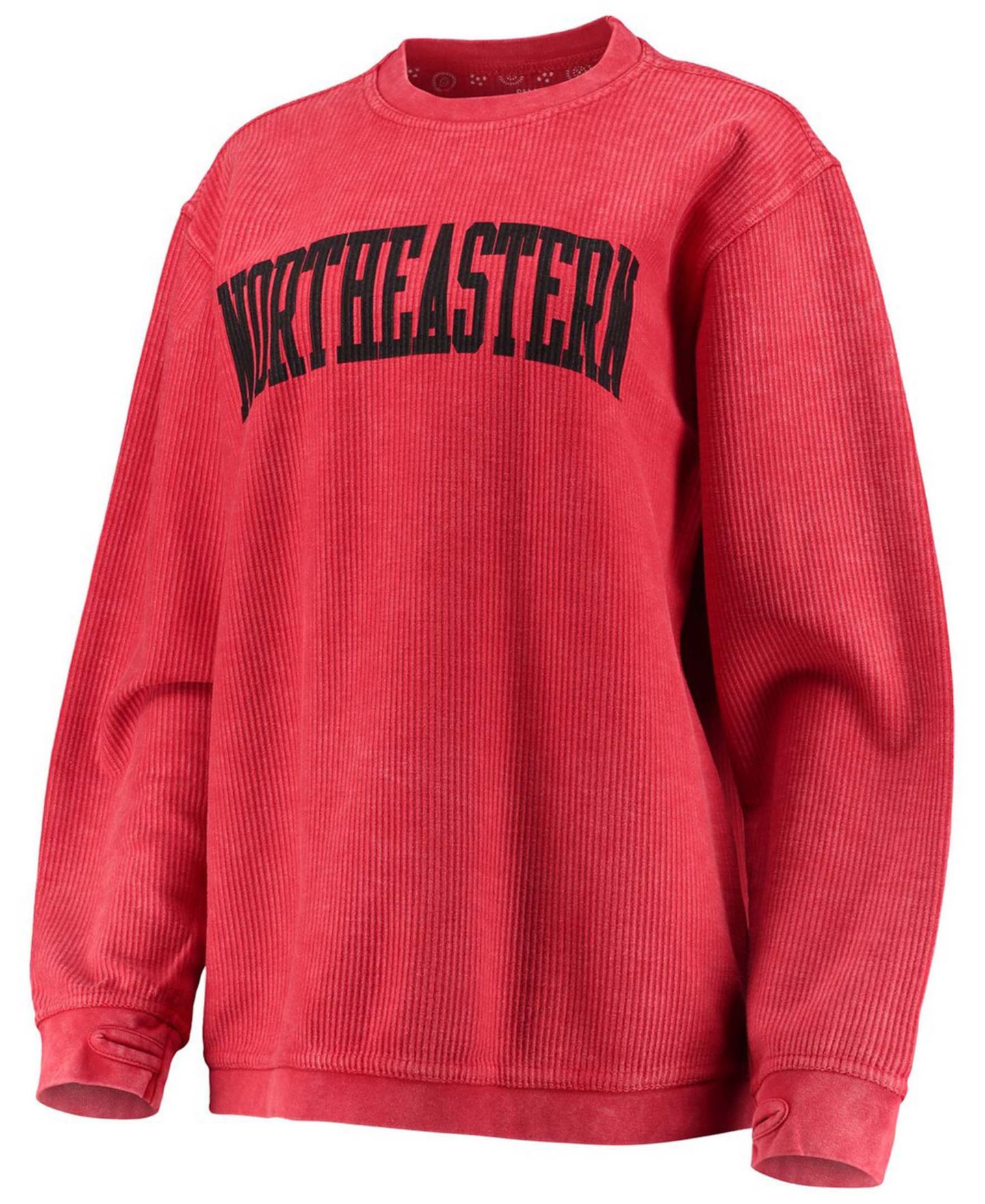 Женская толстовка Pressbox Red Northeastern Huskies Comfy Cord Vintage-Like Wash Basic Arch Pullover — фото 2