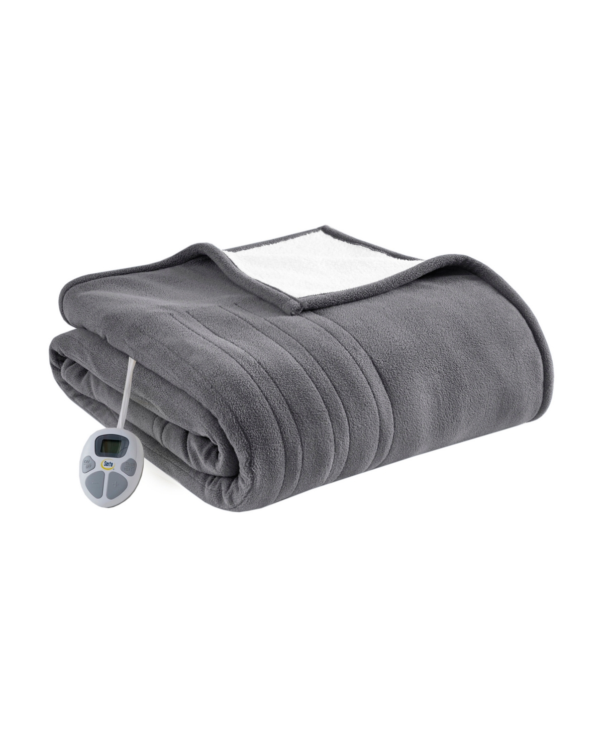 Serta Electric Reversible Fleece To Sherpa Blanket, Twin In Dark Gray
