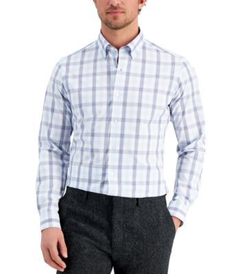 Club Room Men's Slim Fit 4-Way Stretch Gingham Dress Shirt, Created For ...