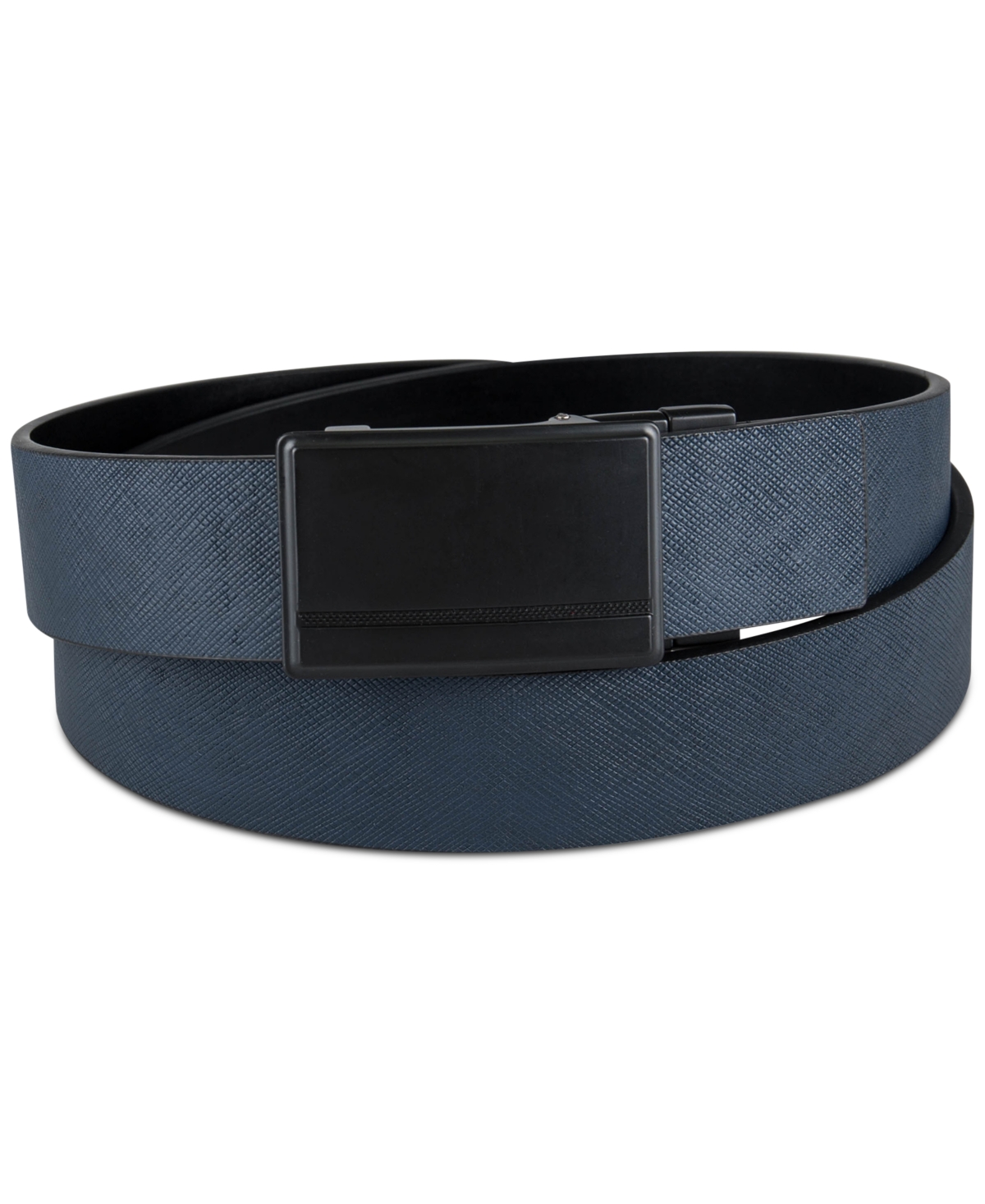 Alfani Men's Reversible Compression Buckle Belt, Created For Macy's In Navy,black