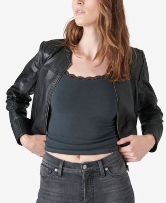 Lucky Brand Faux-Leather Bomber Jacket Macy's