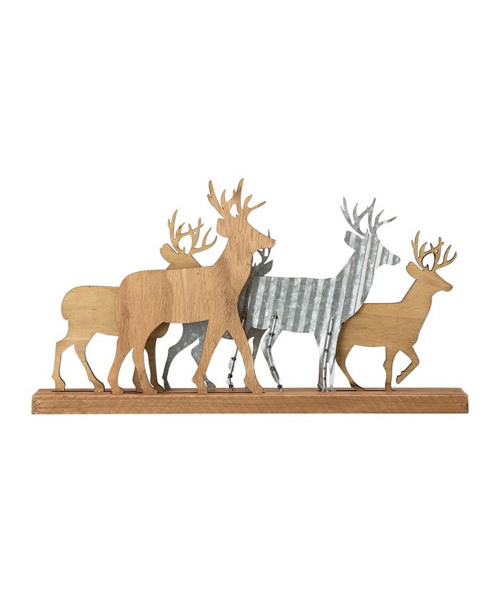 Glitzhome Galvanized Metal, Wooden Reindeer Table Decor, 18" Macy's