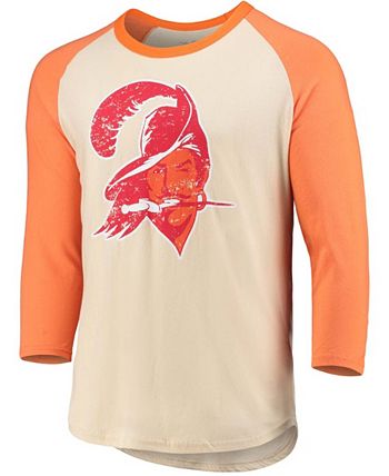 Men's Tom Brady Cream/Orange Tampa Bay Buccaneers Player Name & Number  Raglan 3/4-Sleeve T-Shirt