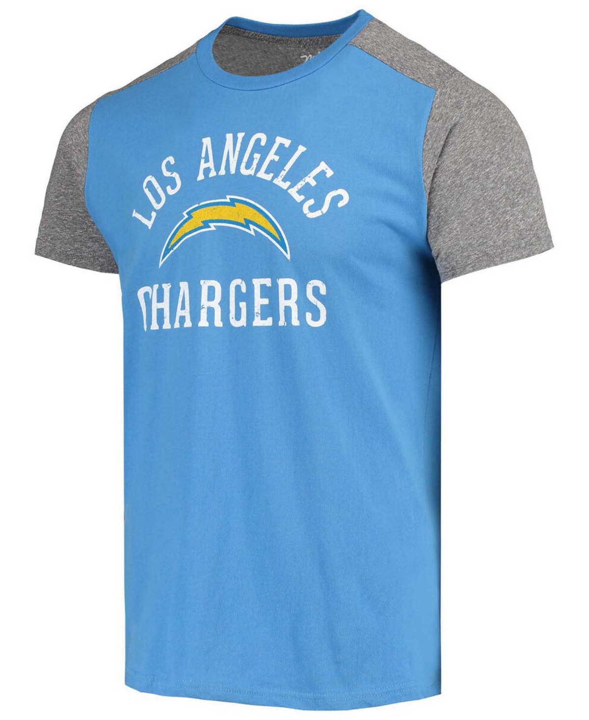 Shop Majestic Men's Powder Blue, Gray Los Angeles Chargers Field Goal Slub T-shirt In Powder Blue,gray