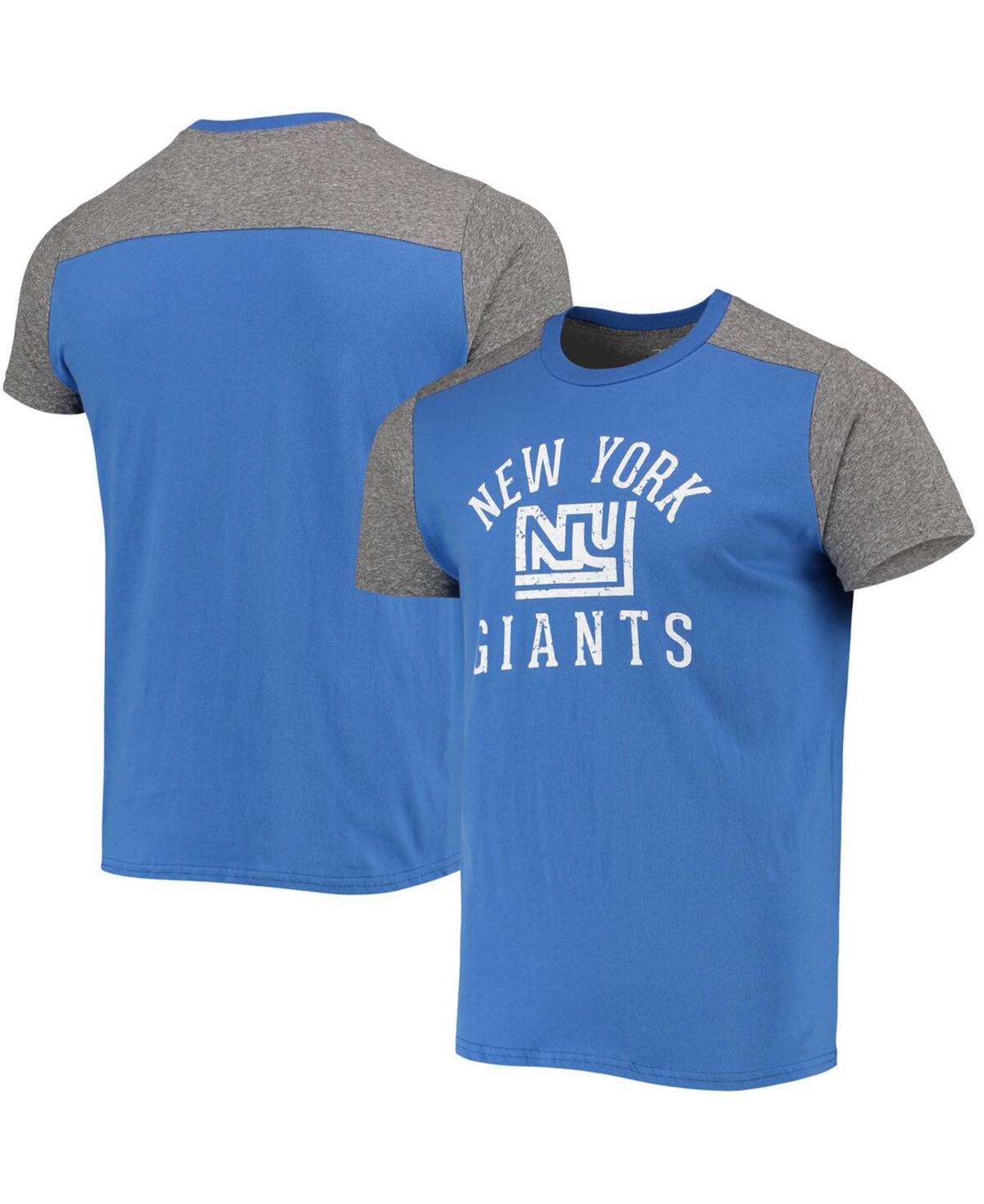Majestic Men's Royal, Heathered Gray New York Giants Gridiron Classics Field Goal Slub T-shirt In Royal,heathered Gray