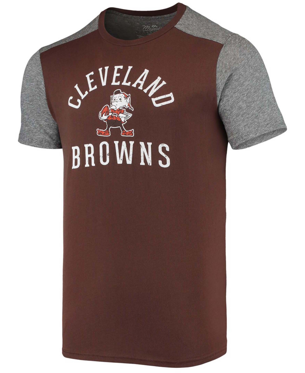 Majestic Men's Brown, Heathered Gray Cleveland Browns Gridiron Classics Field Goal Slub T-shirt In Brown,heathered Gray