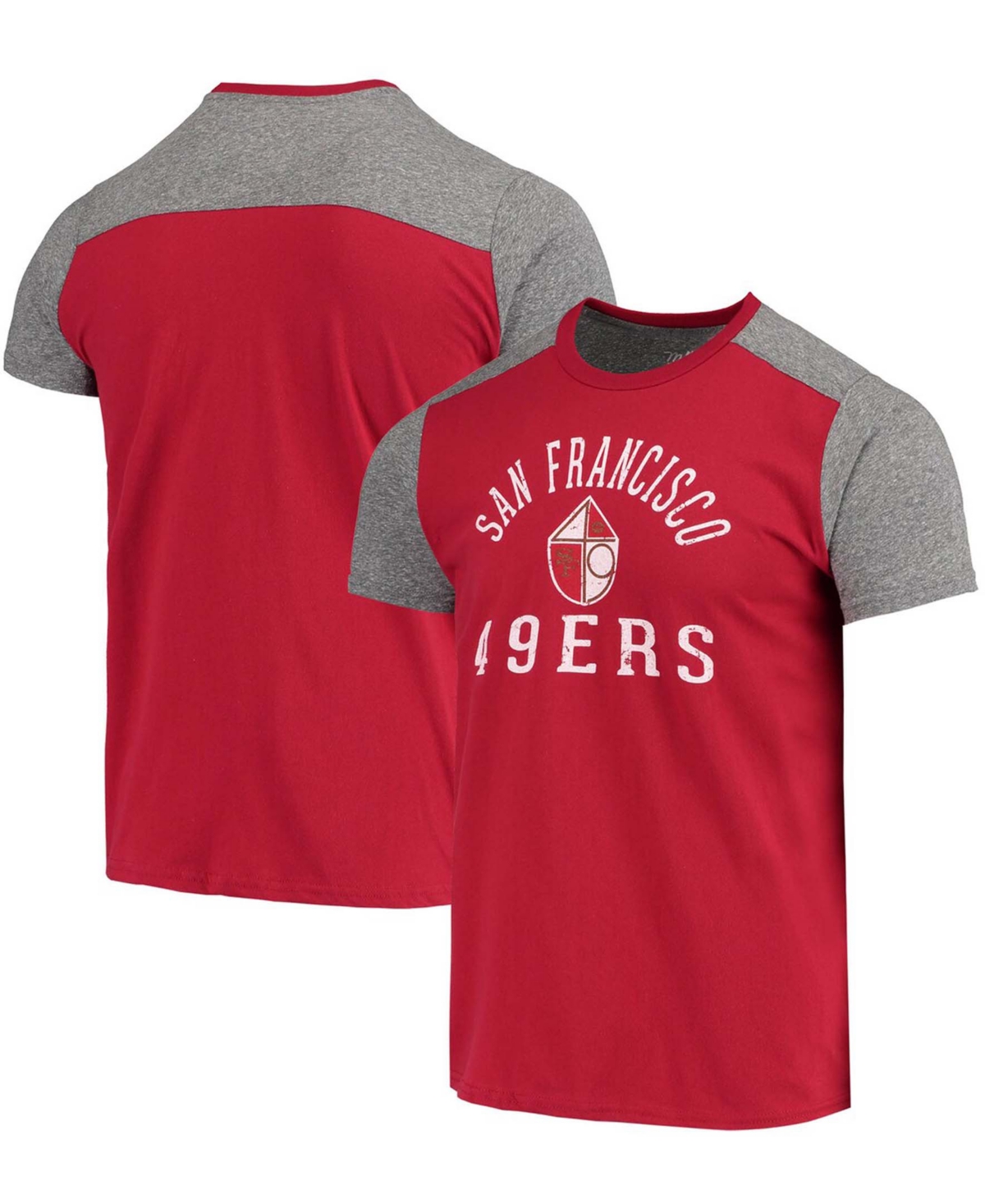 Men's Scarlet, Heathered Gray San Francisco 49Ers Gridiron Classics Field Goal Slub T-shirt - Scarlet, Heathered Gray