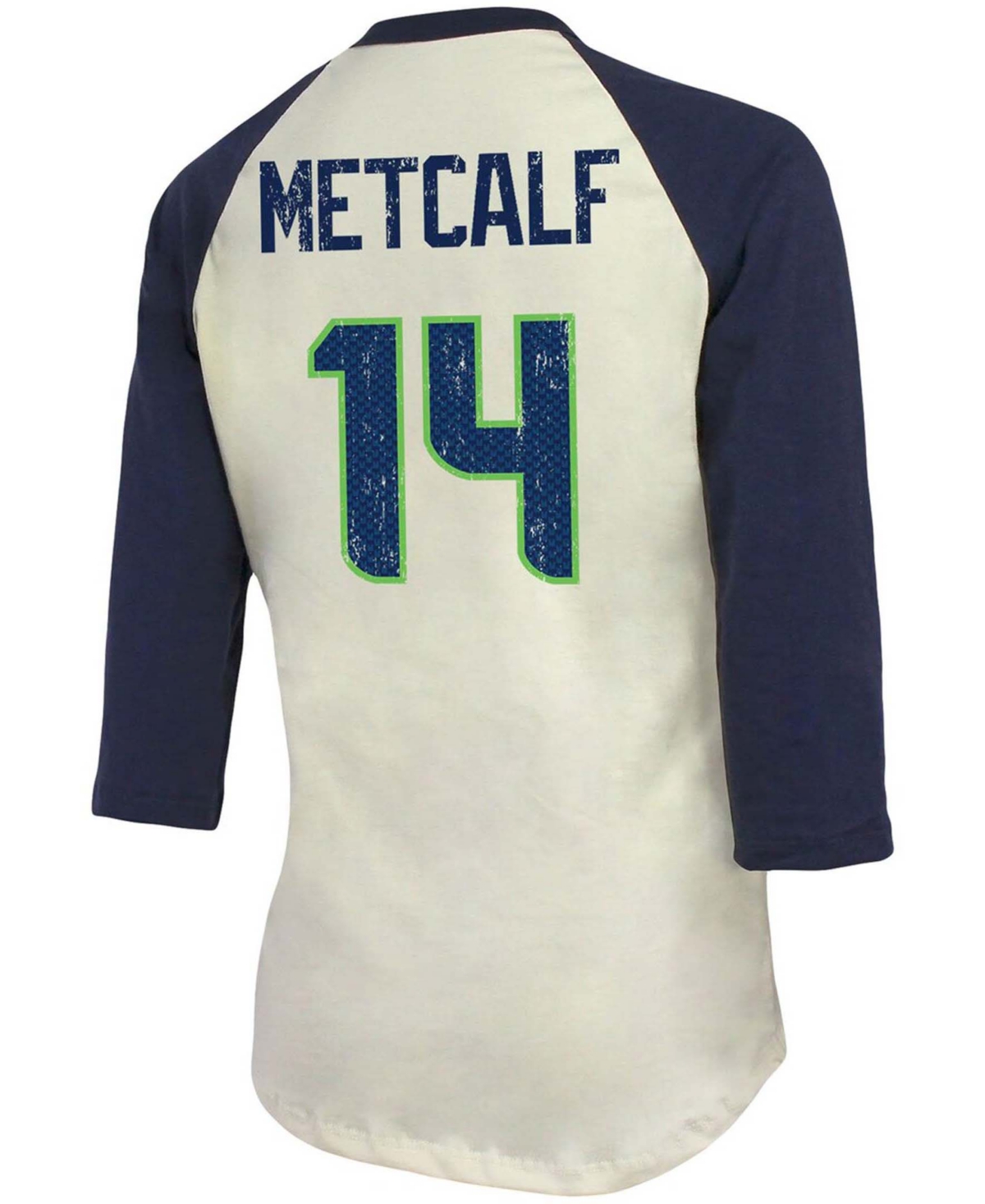 Shop Fanatics Women's Dk Metcalf Cream, Navy Seattle Seahawks Player Raglan Name Number 3/4 Sleeve T-shirt In Cream,navy