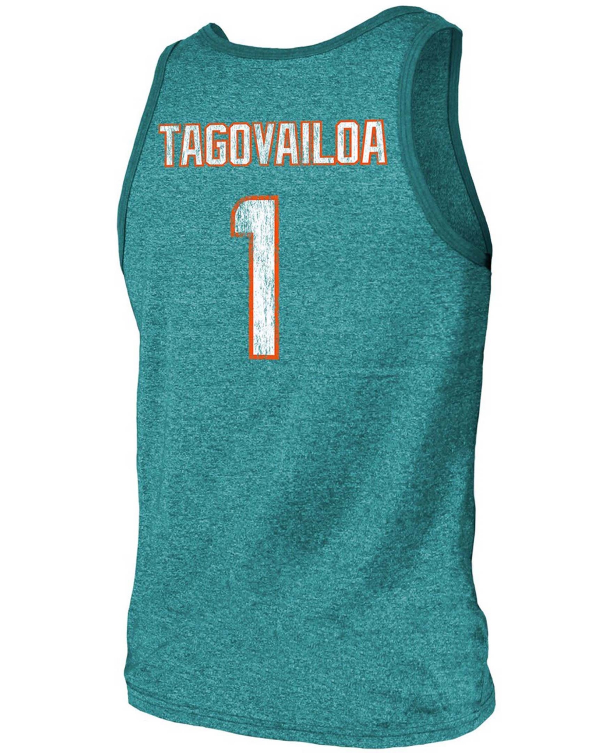 Fanatics Men's Tua Tagovailoa Aqua Miami Dolphins Name Number Tri-blend Tank  Top