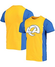 Men's Gold-Tone, Royal Los Angeles Rams Upcycled Split Logo T-shirt